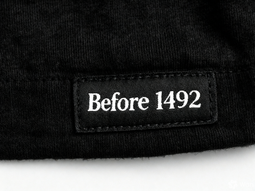 Black fabric with 'Before 1492' label 
