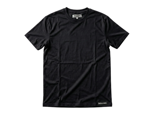 A black short-sleeve crewneck t-shirt 